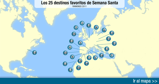 Top 25 Destinos turísticos Semana Santa 2011