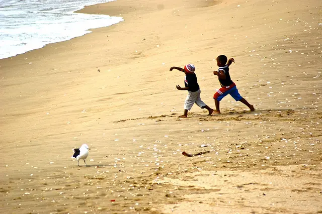 niños en la playa de Plettenberg Bay niños en la playa de Plettenberg Bay