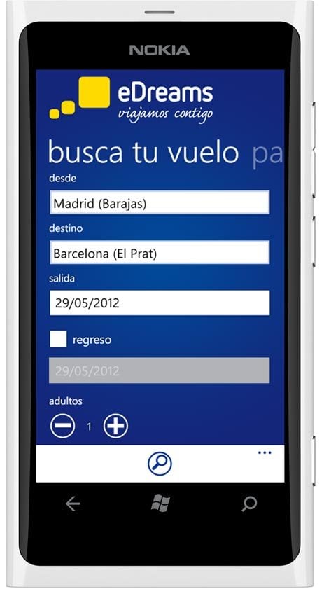 aplicación eDreams Windows phone