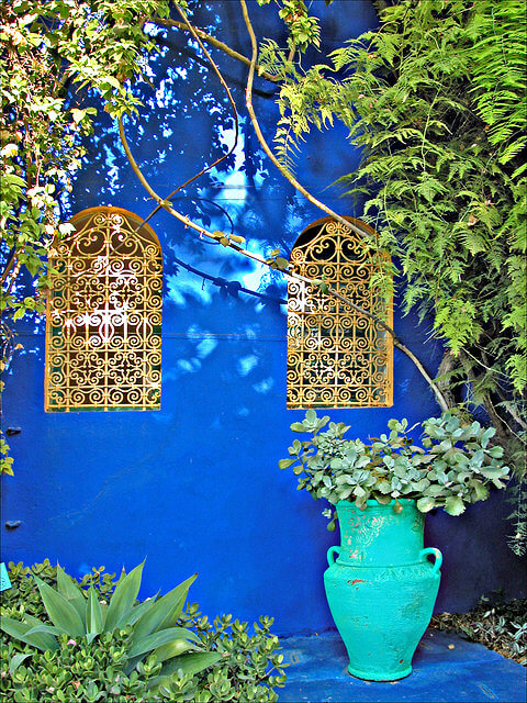 pared azul de marrakech