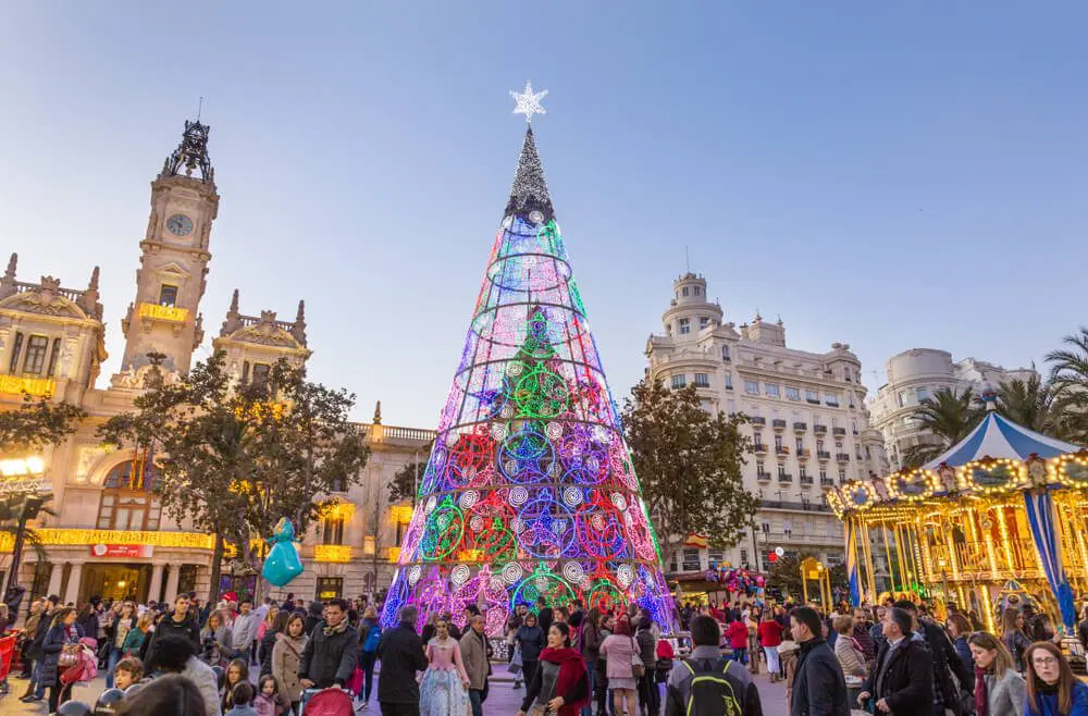 Plaza del Ayuntamiento de Valencia en Navidad