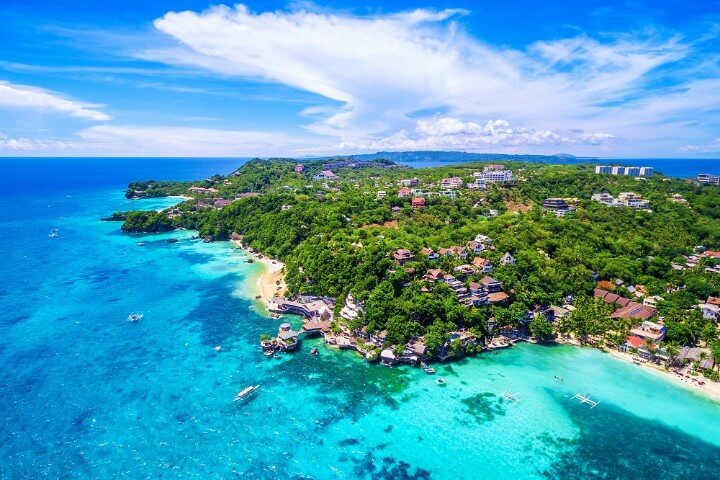 Vista aérea de la isla de Boracay, en el archipiélago de Filipinas