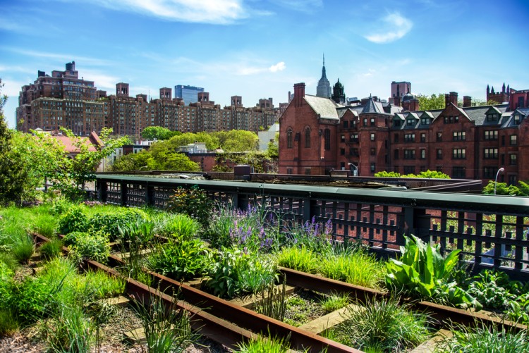 High Line Park en el barrio de Chelsea, Nueva York