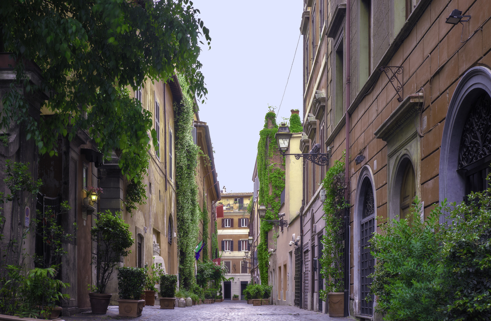 Edificios de la Via Margutta en Roma, famosa por la película Vacaciones en Roma