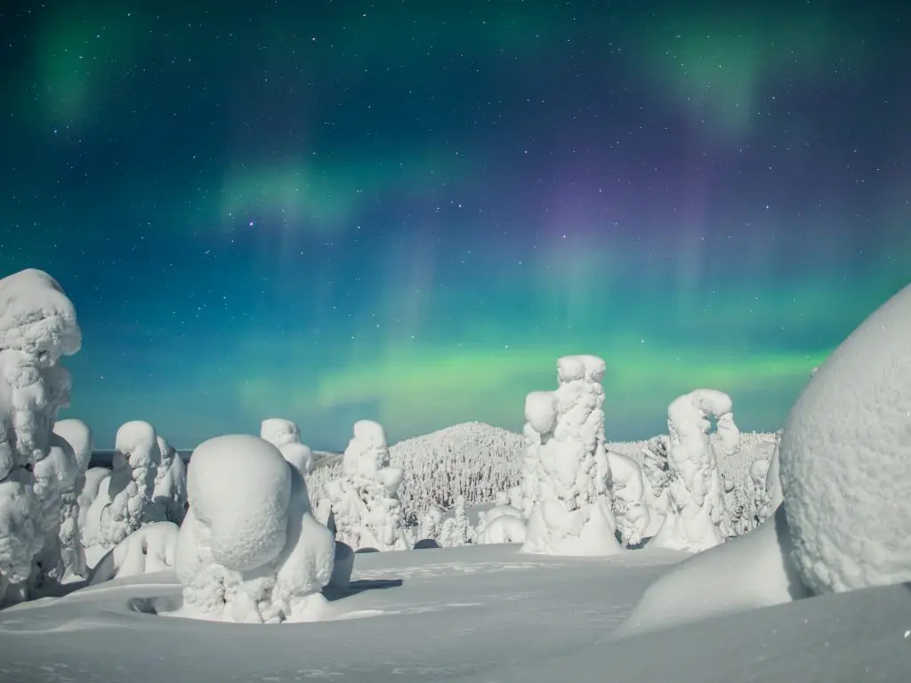 Auroras boreales surcan el cielo de la Laponia finlandesa