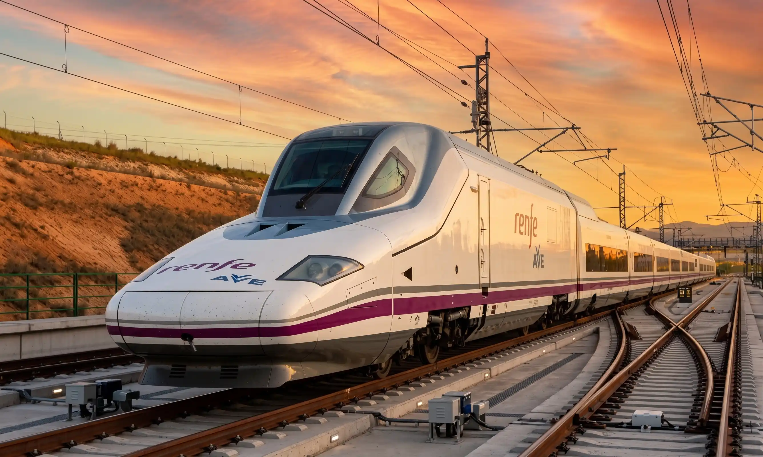 Tren AVE de Renfe en una estación española de alta velocidad